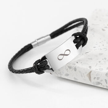 Personalised Men's Infinity Statement Leather Bracelet, 7 of 12