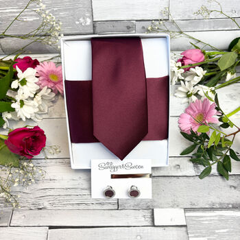 Burgundy Wedding Tie Set, 7 of 10