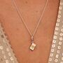 Sterling Silver Christmas Present Charm Necklace With Gold Bow, thumbnail 2 of 10