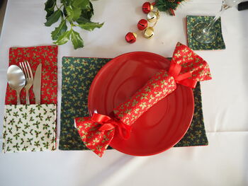 Red Holly Themed Reusable Christmas Crackers, 6 of 12