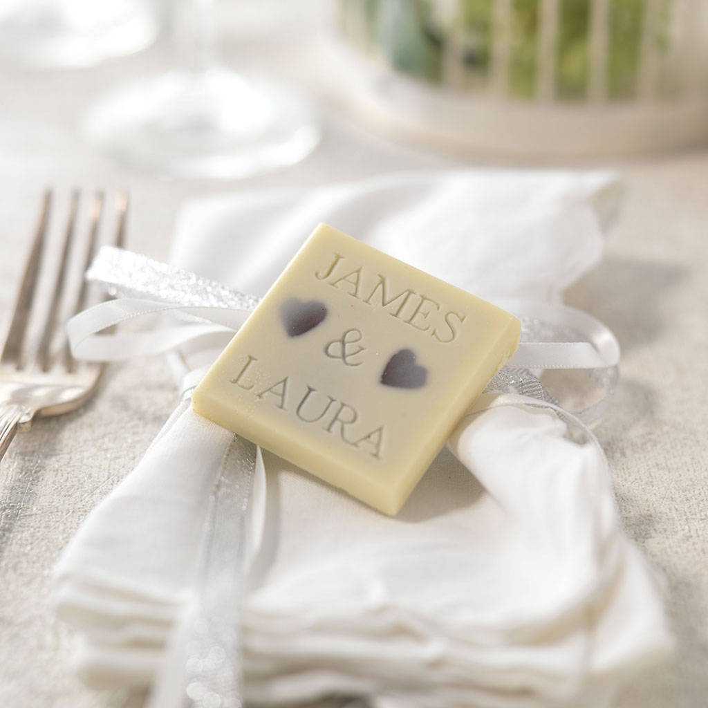 Personalised Silver Heart Chocolate Wedding Favours By Choc On Choc