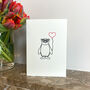 'Macaroni Penguin' Hand Embroidered Card, thumbnail 1 of 3