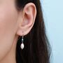 Sterling Silver Genuine Freshwater Pearl And Blue Opal Drop Earrings, thumbnail 2 of 12