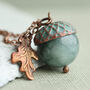 Storm Blue Jade Acorn Necklace, thumbnail 1 of 9