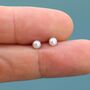 Sterling Silver Extra Tiny Genuine Pearl Stud Earrings, thumbnail 5 of 10