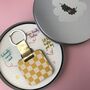 Personalised Yellow Checkered Print Mirror Keyring, thumbnail 6 of 6