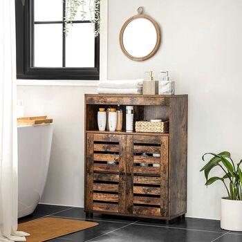 Storage Cabinet With Two Doors And Open Compartment, 2 of 10