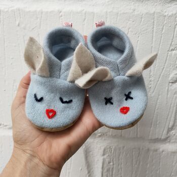 Handmade Recycled Cashmere Bunny Booties, 7 of 12