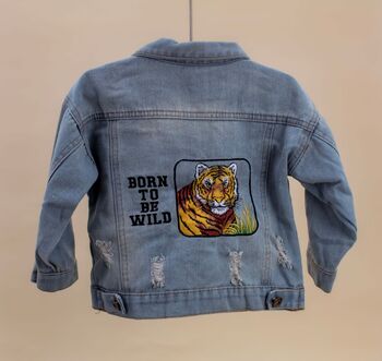 Personalised Baby/Toddler Denim Jacket With Tiger, 2 of 8