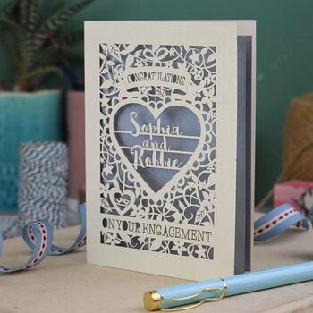 On Your Engagement Personalised Paper Cut Card, 2 of 7