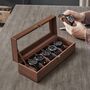 Six Slots Brown Watch Box Case With Glass Lid, thumbnail 1 of 7