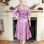 Zaria Lilac Silk Print Embroidered Dress 18, thumbnail 2 of 3