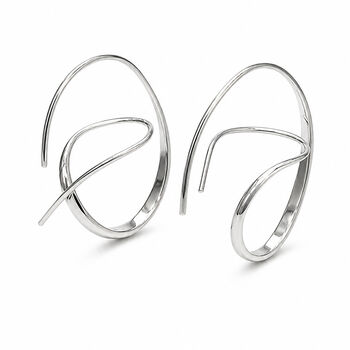 Irregular Swirl Silver Drop Earrings, 3 of 8