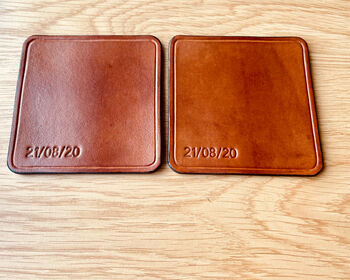 Personalised Stamped Leather Coaster, Spanish Brown, 11 of 12