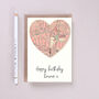 Personalised Map Location Heart Birthday Card, thumbnail 3 of 5