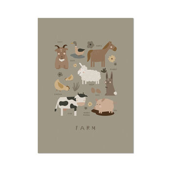 Farm Animals Easter Art Print In Sage Green, 2 of 2