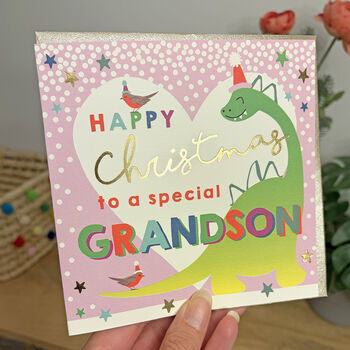 Dino Christmas Grandson Card, 2 of 2