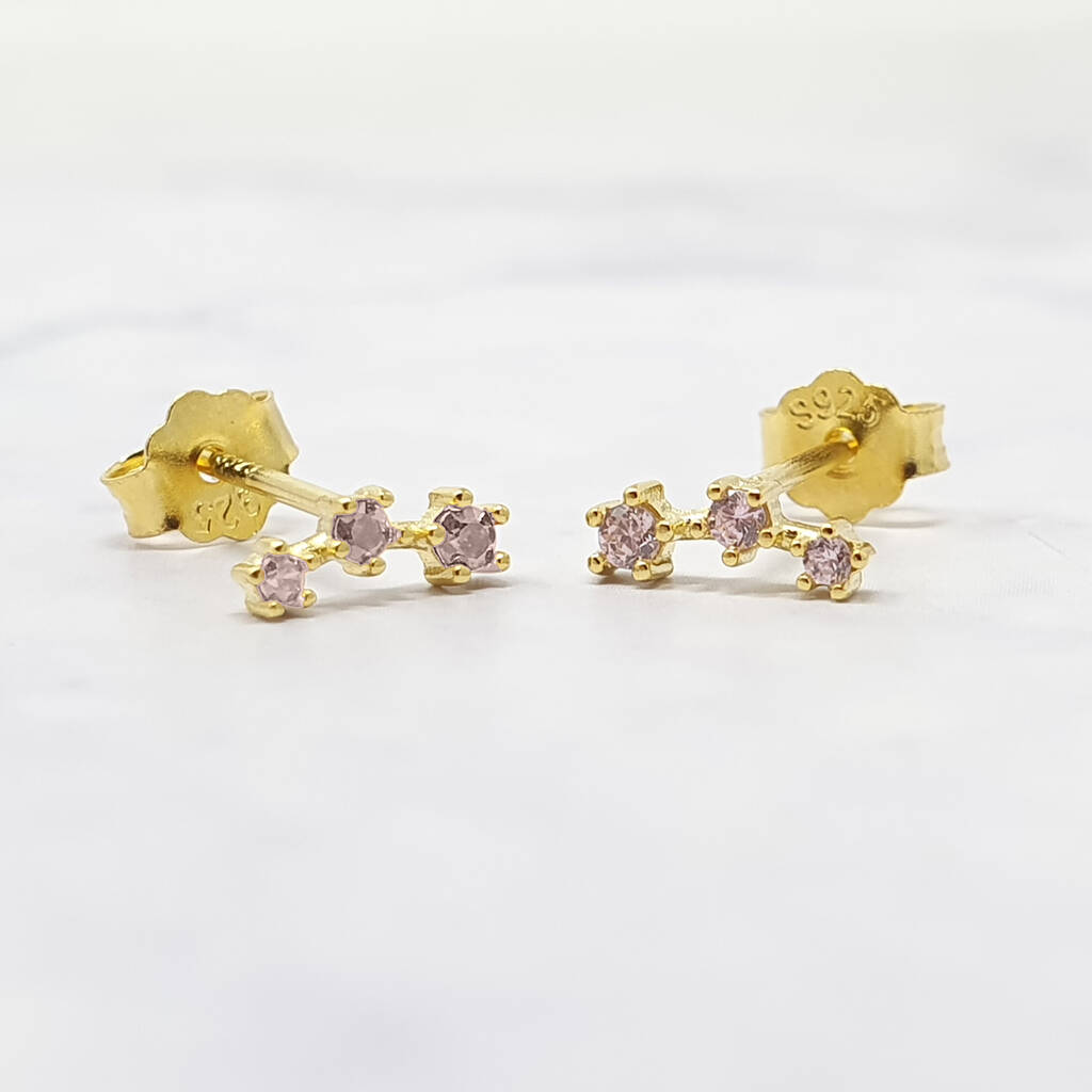 Pink Tourmaline October Birthstone Small Stud Earrings, 1 of 5