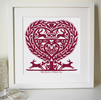 Personalised March Hares Tree Heart Print, 3 of 5
