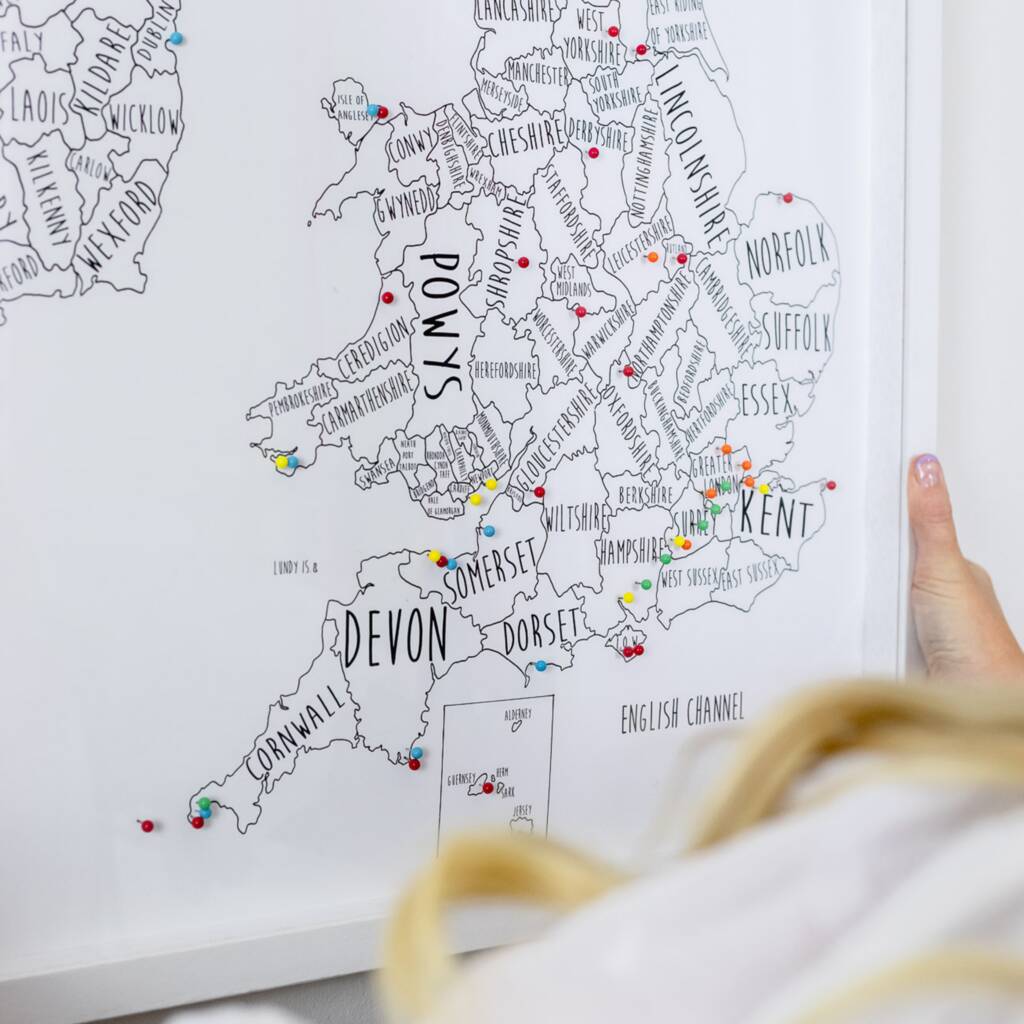 Personalised United Kingdom And Ireland Pin Board Map, 1 of 11