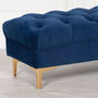 Ottoman Stool In Blue Velvet With Buttoned Design, thumbnail 2 of 2