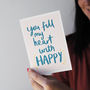 Fill My Heart With Happy Hand Lettered Valentine's Card, thumbnail 4 of 5