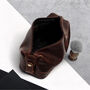 Men's Brown Leather Travel Toiletry Wash Bag, thumbnail 3 of 4
