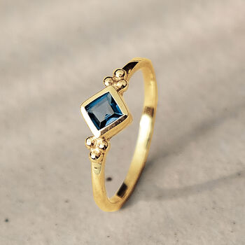 Divinity Princess Blue Topaz Ring Silver Or Gold Plated, 4 of 11