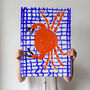 Crab On Blue Tablecloth Seafood Illustration Kitchen Poster, thumbnail 7 of 12