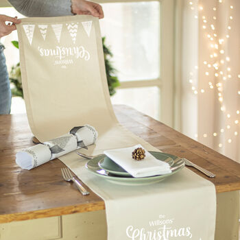 Personalised Natural Christmas Table Runner, 4 of 5