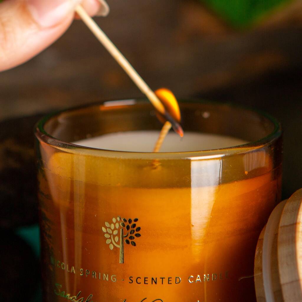 Sandalwood And Jasmine Scented Candle 21hr Burn By Rinkit