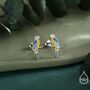 Blue And Yellow Macaw Parrot Bird Stud Earrings In Sterling Silver, thumbnail 3 of 10