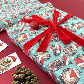 Hedgehog Christmas Wrapping Paper, 3 of 12