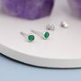 Green Onyx Stud Earrings In Sterling Silver, thumbnail 3 of 11