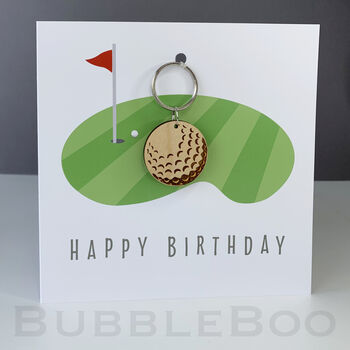 Personalised Golfers Keepsake Keyring Birthday Card, 6 of 8