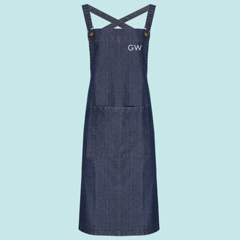 Cotton Canvas Cross Back Apron Personalised With Initials, 3 of 7