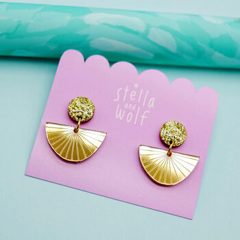 Gold Glitter Deco Drop Earrings, 3 of 3