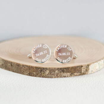 'Father Of The Bride Or Groom' Wedding Date Cufflinks, 4 of 8