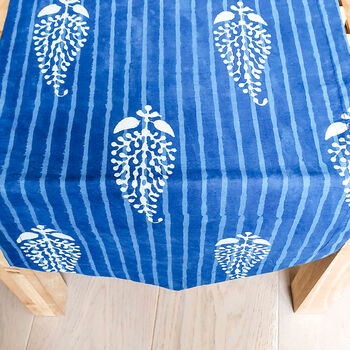 Bagru Block Printed Indigo Table Runner, Blue And White, 2 of 11