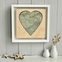 Heart Shaped Map Printed On Wood For 5th Wedding, thumbnail 1 of 11