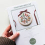 “Joy” With Festive Foliage Design Beginner Embroidery Kit, Hand Embroidery, thumbnail 5 of 6
