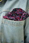 Mens Black And Pink Paisley Needlecord Pocket Square, thumbnail 1 of 9