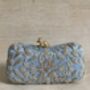 Handcrafted Raw Silk Rectangular Blue Clutch, thumbnail 5 of 10