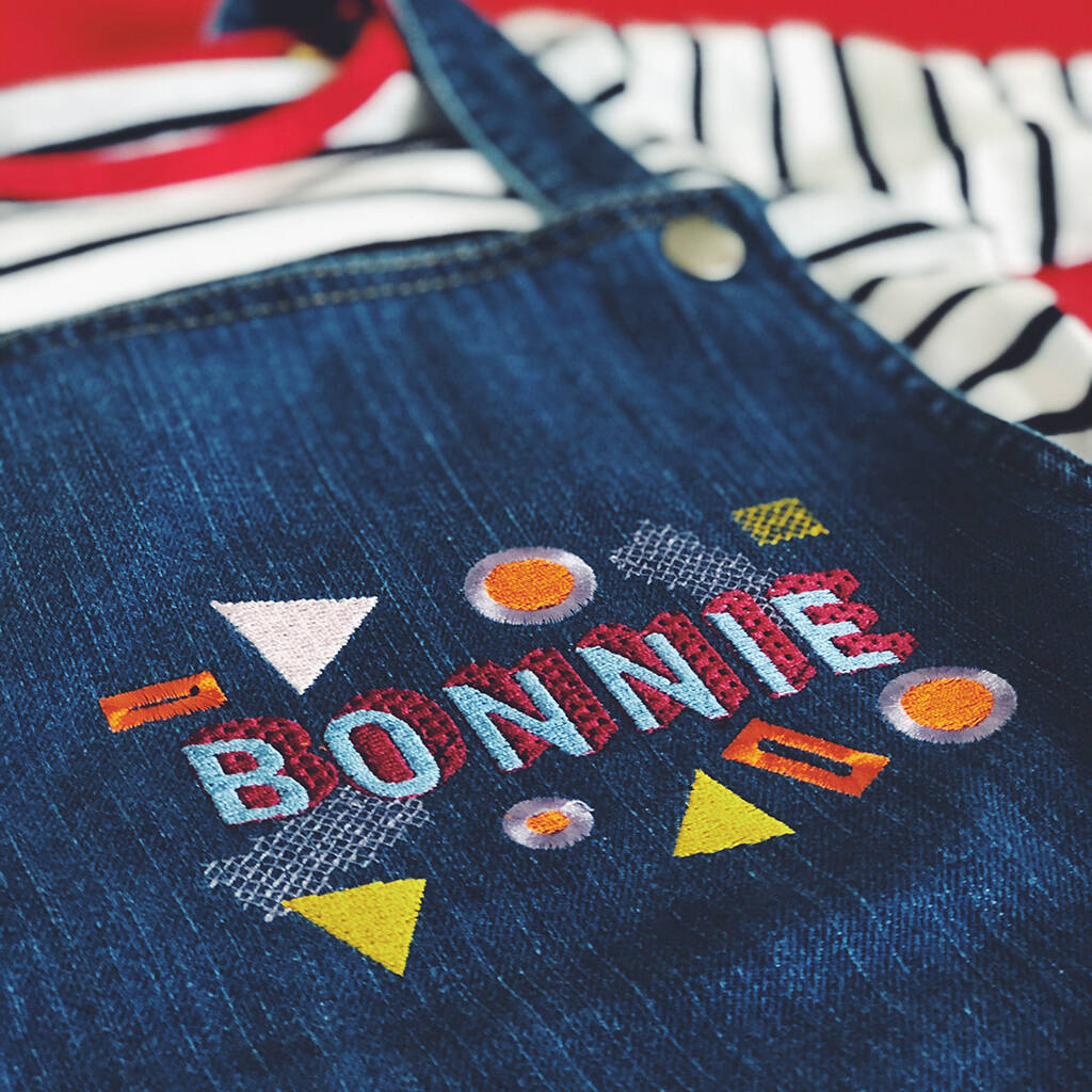 Personalised Name Embroidered Baby Dungarees By Undone Stitch ...