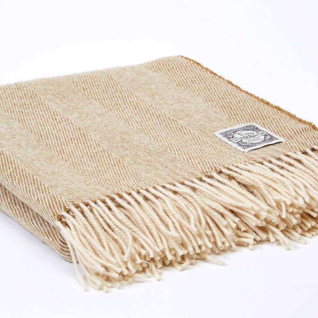 Essential Pure Wool Throw Sand Or Damson By Tolly McRae