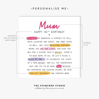 Personalised Mum 60th Birthday Card, 2 of 5