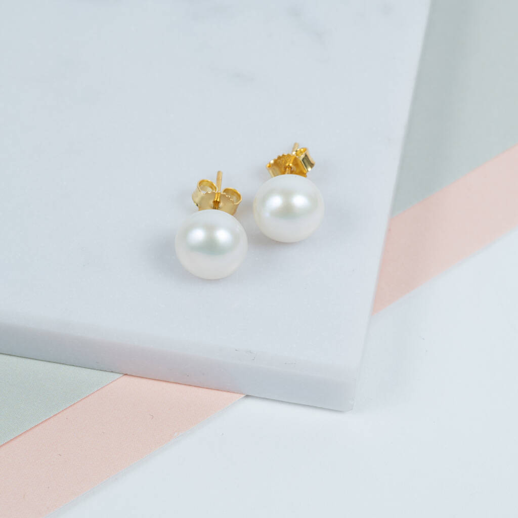 Molina White Freshwater Pearl And Gold Plated Earrings, 1 of 4