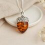 Personalised Sterling Silver Amber Acorn Pendant Necklace, thumbnail 1 of 10