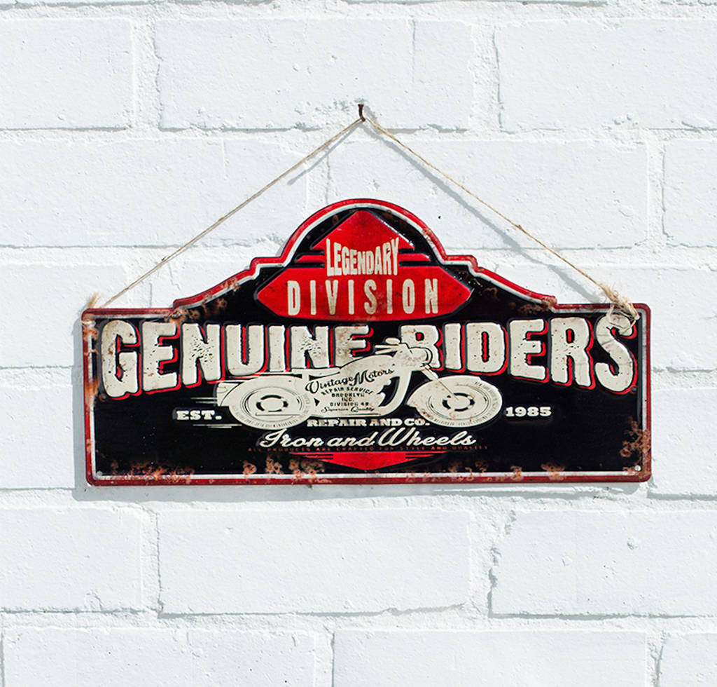 Genuine Riders Wall Sign By Garden Leisure | notonthehighstreet.com