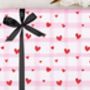 Valentine Wrapping Paper With Gingham Heart Design, Three Sheet Pack, thumbnail 1 of 2